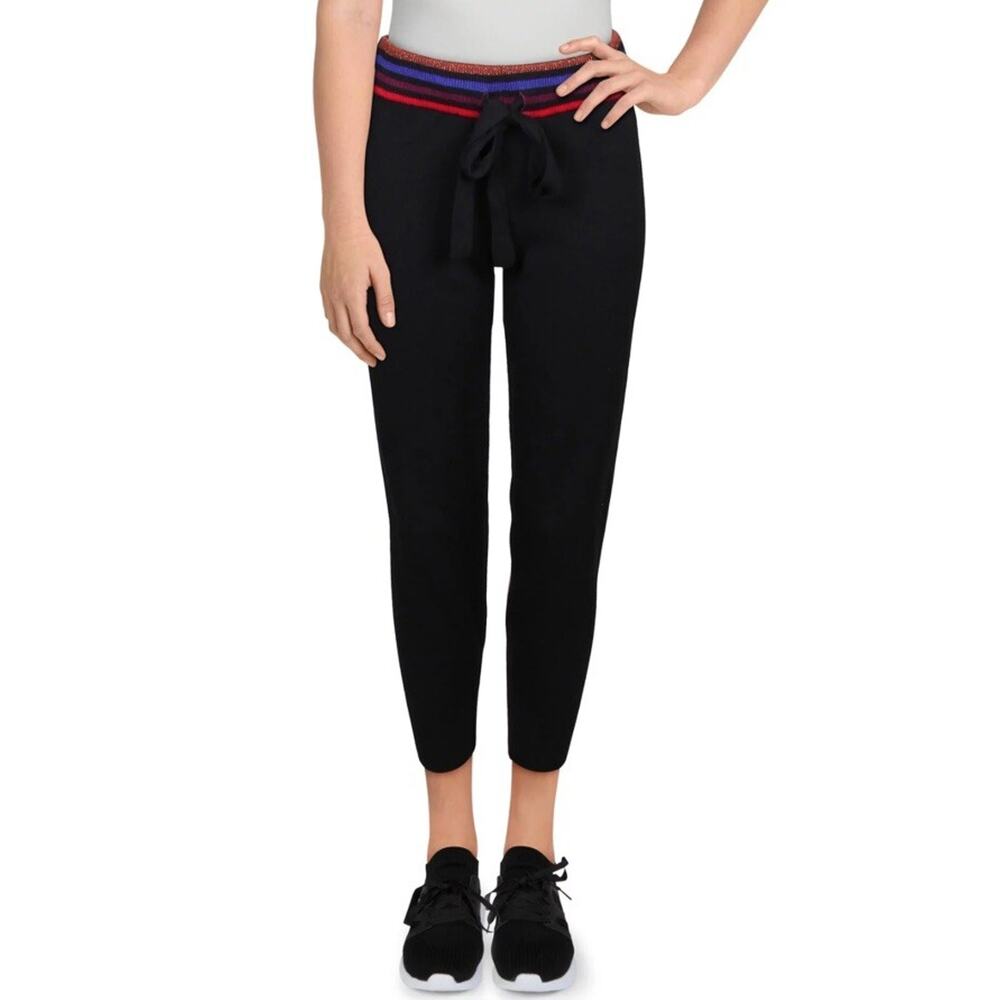 Splendid Womens Brighton Striped Waistband Lounge Jogger Pants Sz. M black